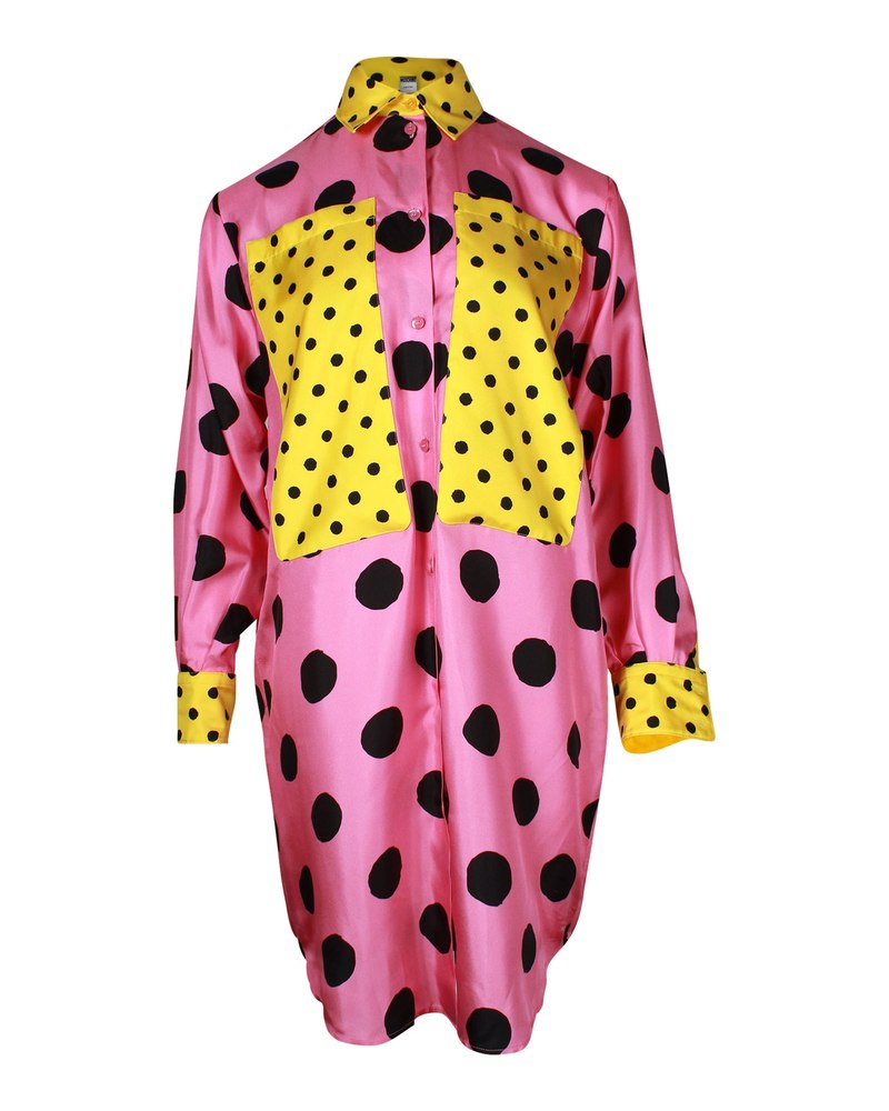 Moschino Couture Polka Dot Shirt Dress in Pink Silk 7703688183868