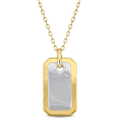 Mimi & Max Dog Tag Necklace in 10k Two-Tone Yellow and White Gold-18 in