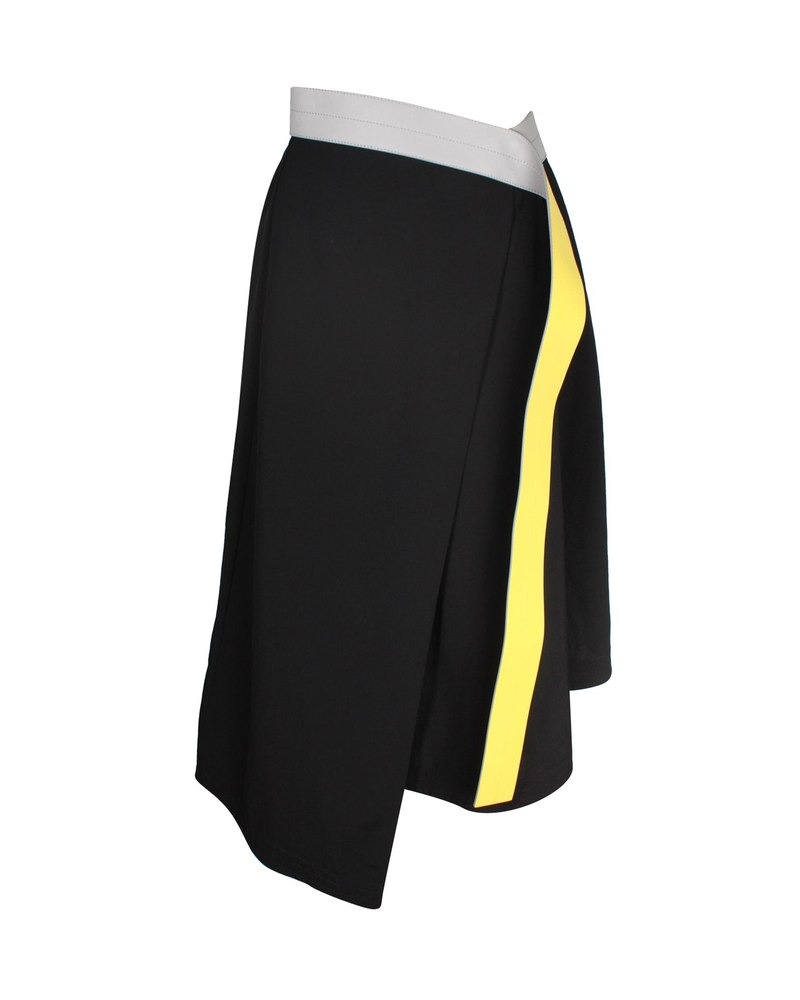 Loewe Wrap Midi Skirt in Black Wool 7703688478780