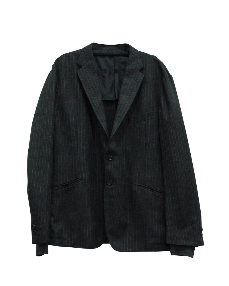 Yves Saint Laurent Pinstripe Casual Jacket With Cuff in Grey Wool 7703689166908