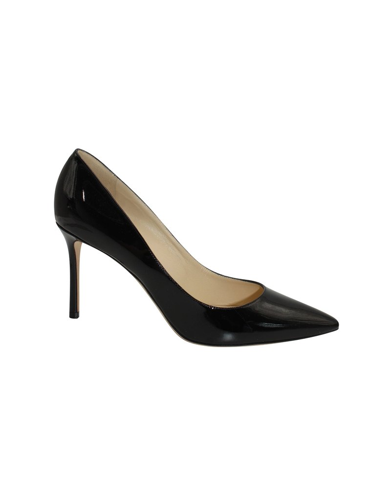 Jimmy Choo Romy 85 Pointed-Toe Pumps in Black Patent Leather 7703689003068