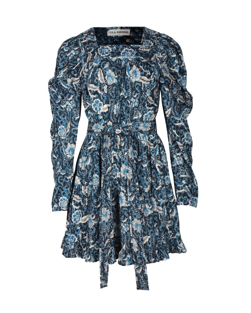 Ulla Johnson Nailah Floral-Print Mini Dress in Blue Cotton 7703689199676
