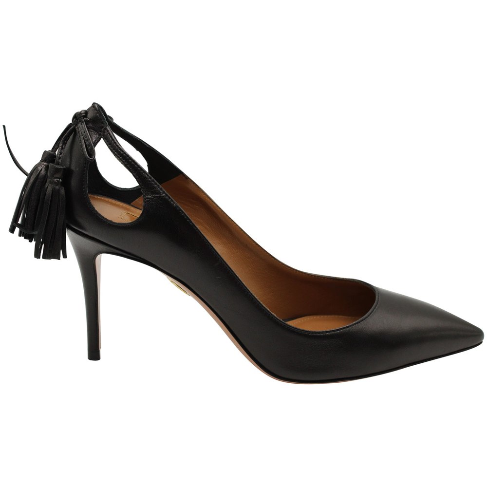 Aquazzura Forever Marilyn 85 Pumps in Black Leather 7703689396284