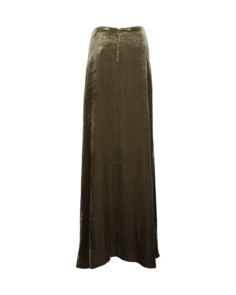 Etro Maxi Skirt in Olive Green Velvet 7703689625660