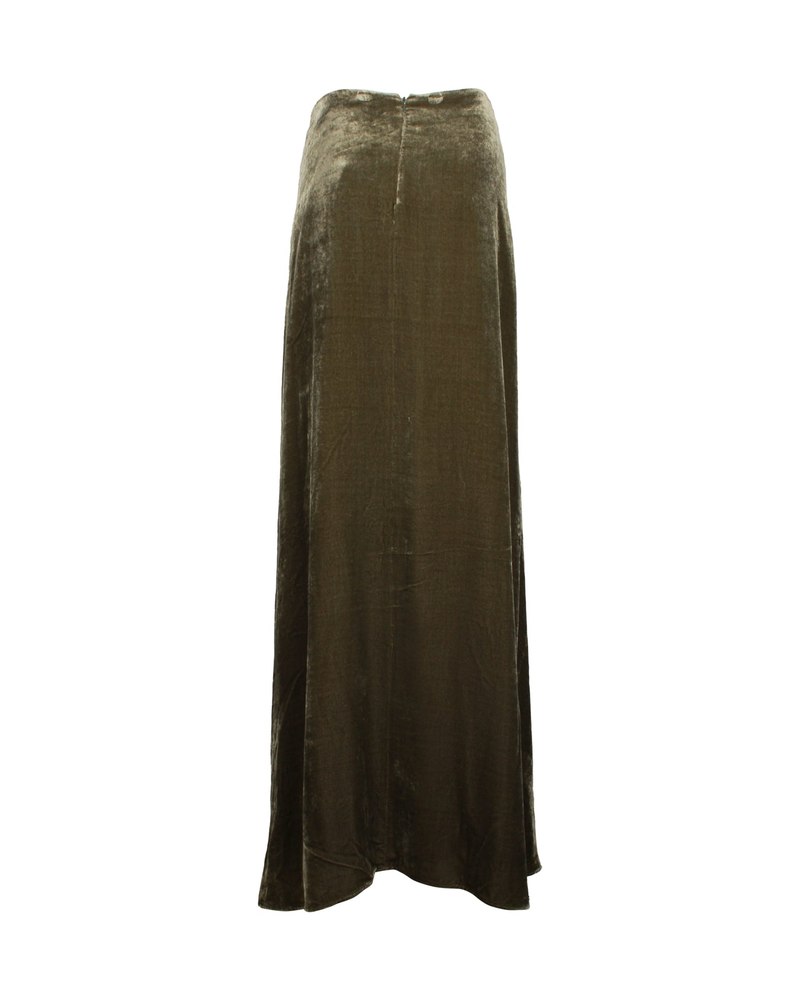 Etro Maxi Skirt in Olive Green Velvet 7703689625660