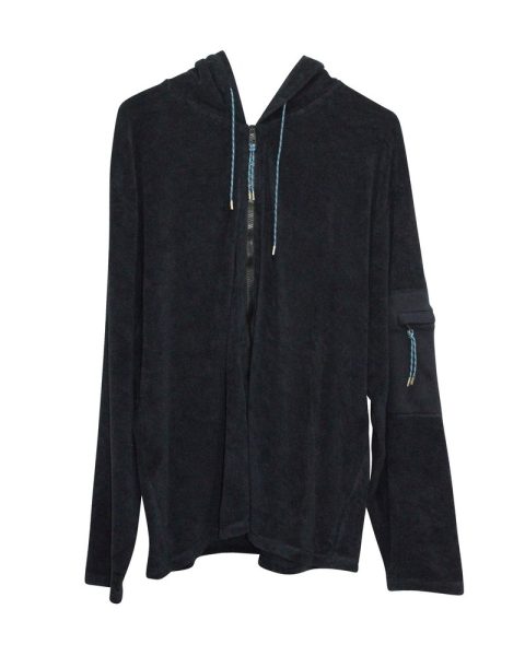 Loewe Hooded Jacket in Navy Blue Cotton 7703689494588