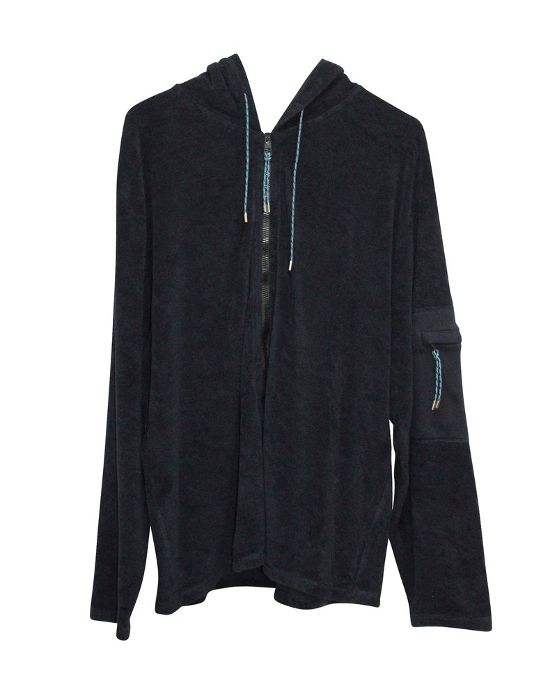 Loewe Hooded Jacket in Navy Blue Cotton 7703689494588