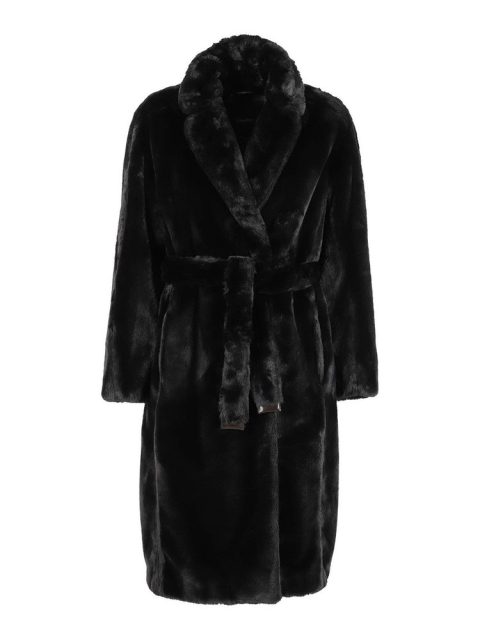 MAX MARA Women’s Adorato Faux Fur Black Long Coat