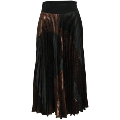 Stella Mccartney Arely Pleated Maxi Skirt in Copper and Black Lurex Polyester 7703689822268