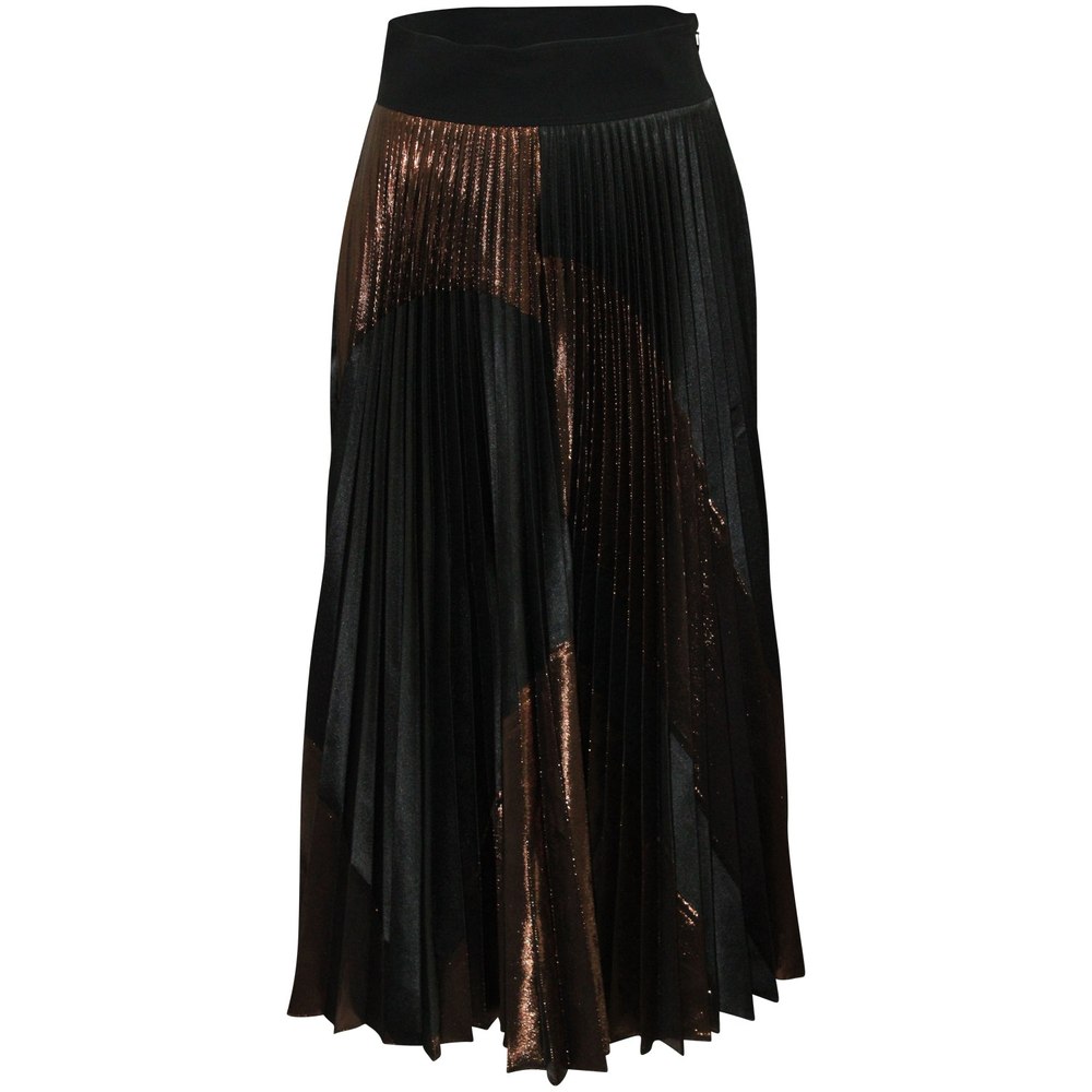 Stella Mccartney Arely Pleated Maxi Skirt in Copper and Black Lurex Polyester 7703689822268
