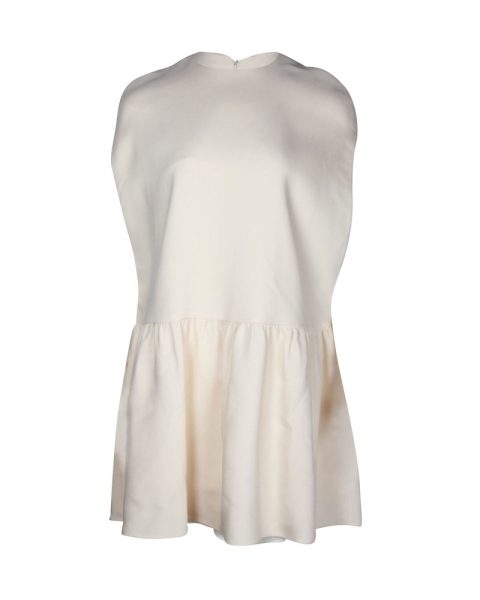 Valentino Garavani Cape-Effect Gathered Mini Dress in Cream Silk 7703689855036