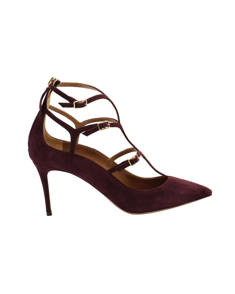 Aquazzura Eternity Strappy Pumps in Maroon Suede 7703690412092