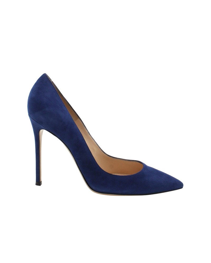 Gianvito Rossi Gianvito 105 Pointed Toe Pumps in Navy Blue Suede 7703691067452
