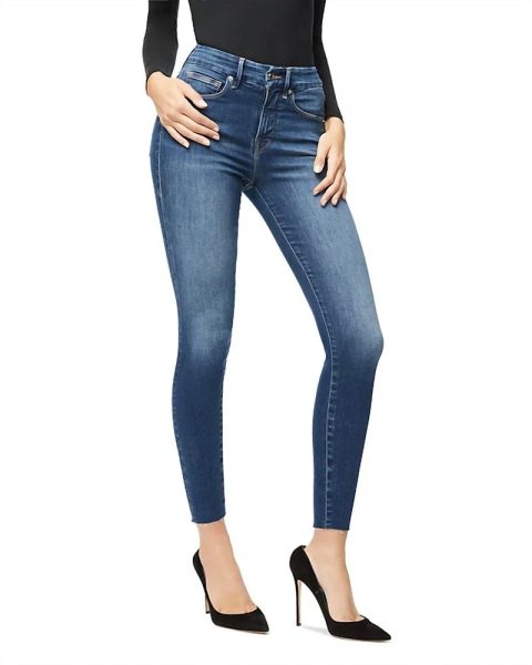 High Waist Crop Raw Edge Jean In Blue 7804023636028