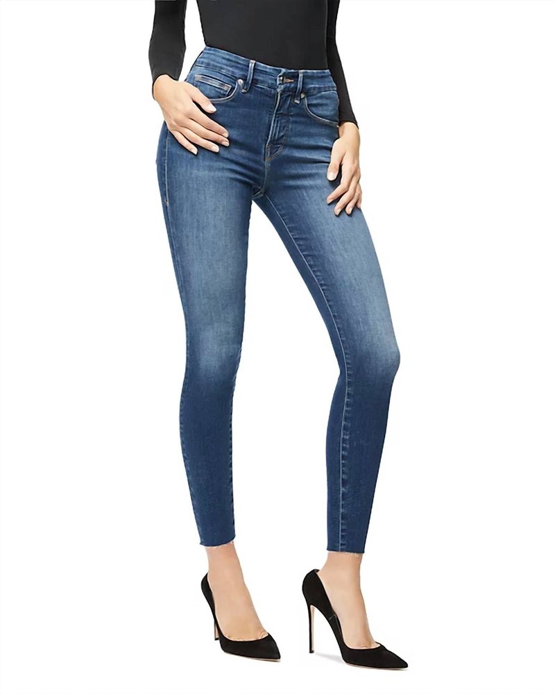 High Waist Crop Raw Edge Jean In Blue 7804023636028