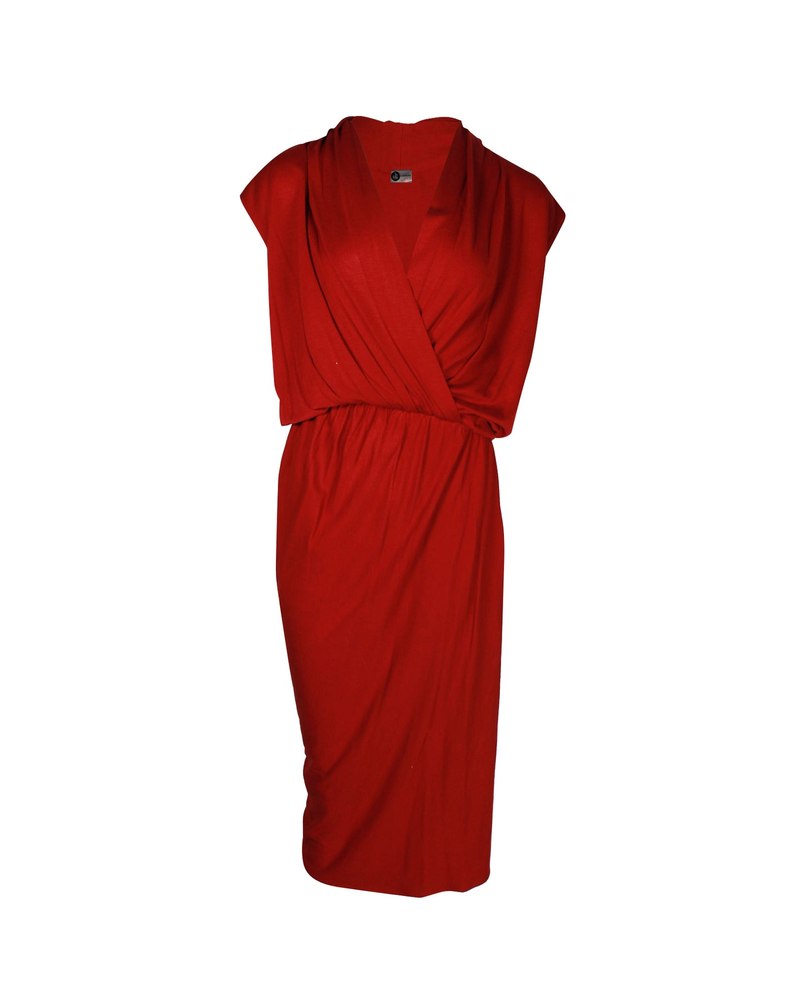 Lanvin Wrap Style Dress in Red Viscose 7703691165756