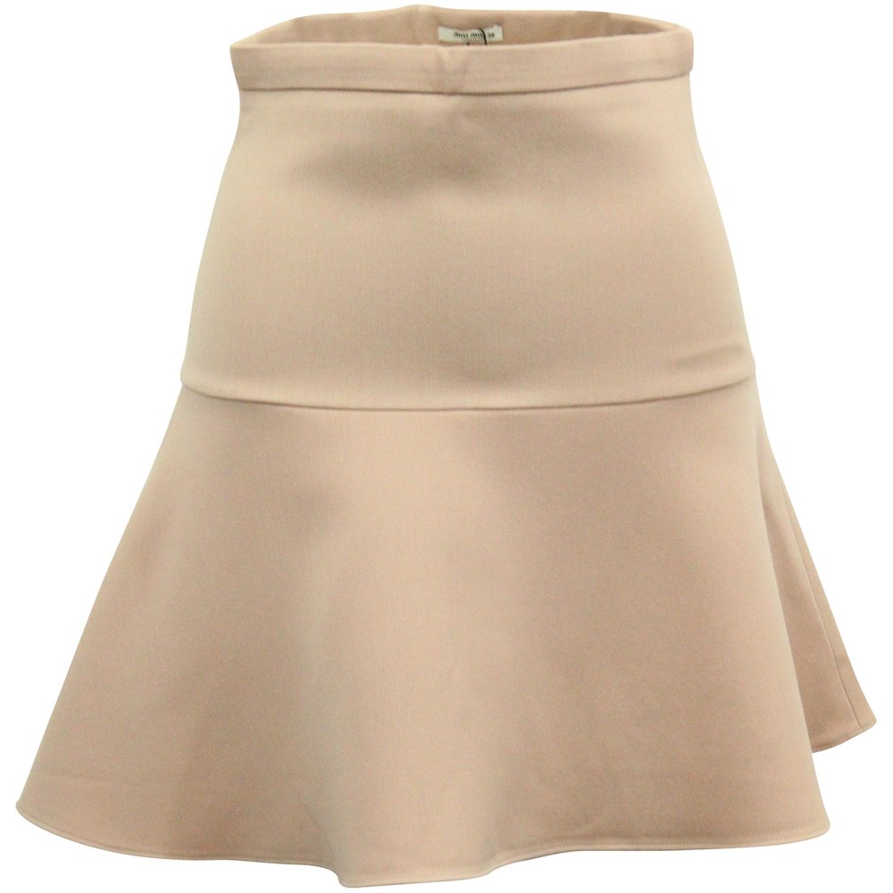 Miu Miu Fluted Mini Skirt in Pastel Pink Polyester 7703691919420