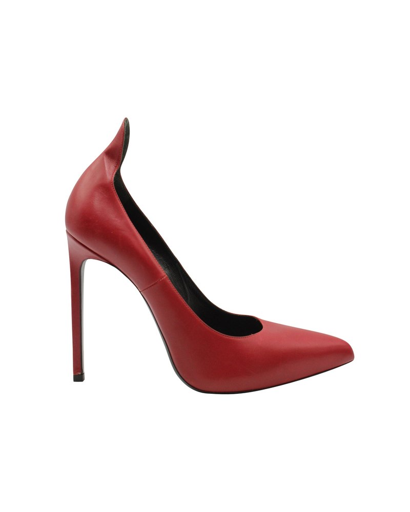 Saint Laurent Pointed Toe Pumps in Red Calf Leather 7703691952188