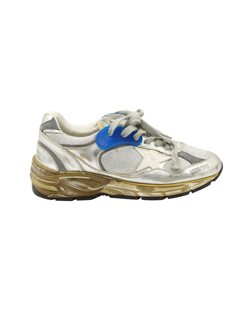 Golden Goose Dad Sneakers in Silver Leather 7703691984956