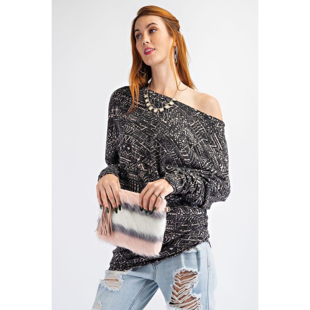Tribal Printed Knit Top 7805690314812