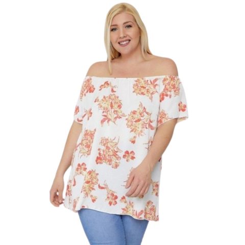 Floral Print Off The Shoulder Top 7805690904636
