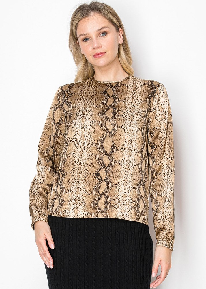 Snake Print Long-Sleeve Top 7832921931836