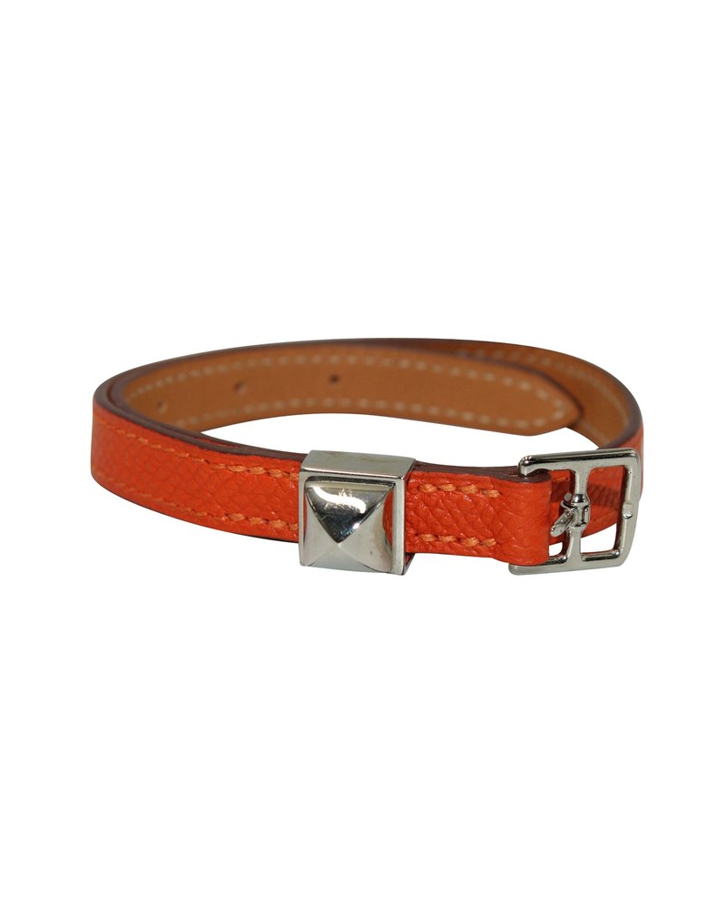 Hermes Medor Wrap Bracelet in Orange Leather 7703693852732