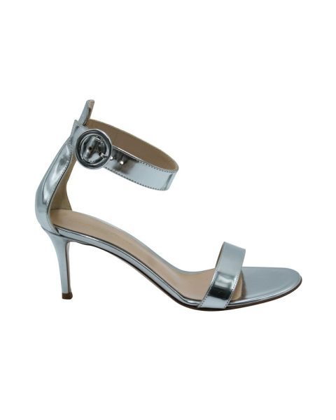 Gianvito Rossi Portofino 70 Sandals in Metallic Silver Leather 7703693819964