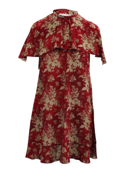 Red Valentino Floral Tapestry Printed Dress in Red Silk 7703693492284