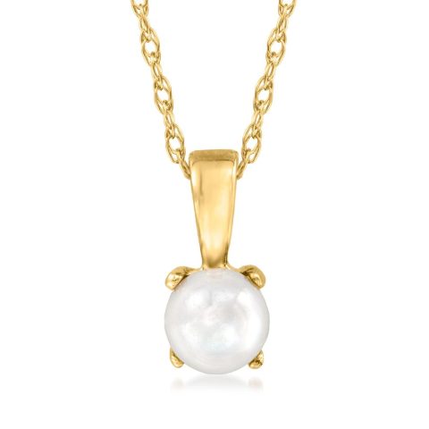 RS Pure by Ross-Simons 4mm Cultured Pearl Pendant Necklace in 14kt Yellow Gold