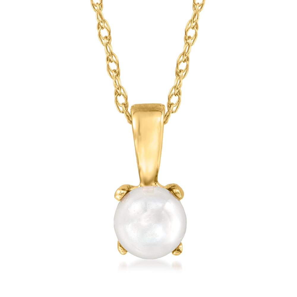 RS Pure by Ross-Simons 4mm Cultured Pearl Pendant Necklace in 14kt Yellow Gold