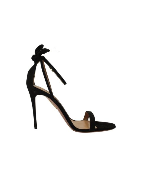 Aquazzura Bow Tie 105 Sandals in Black Suede 7703693590588