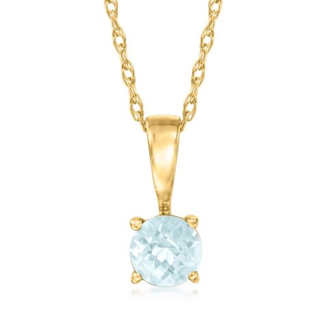 RS Pure by Ross-Simons Aquamarine Pendant Necklace in 14kt Yellow Gold