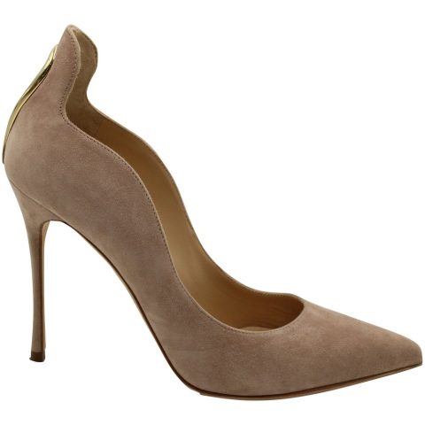 Sergio Rossi Blink Keyhole Heels in Nude Suede 7703694147644