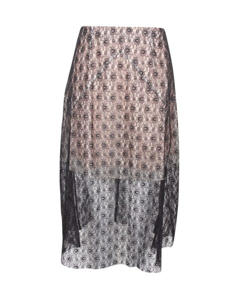 Stella McCartney Knee Length Lace Skirt in Black Silk 7703694966844