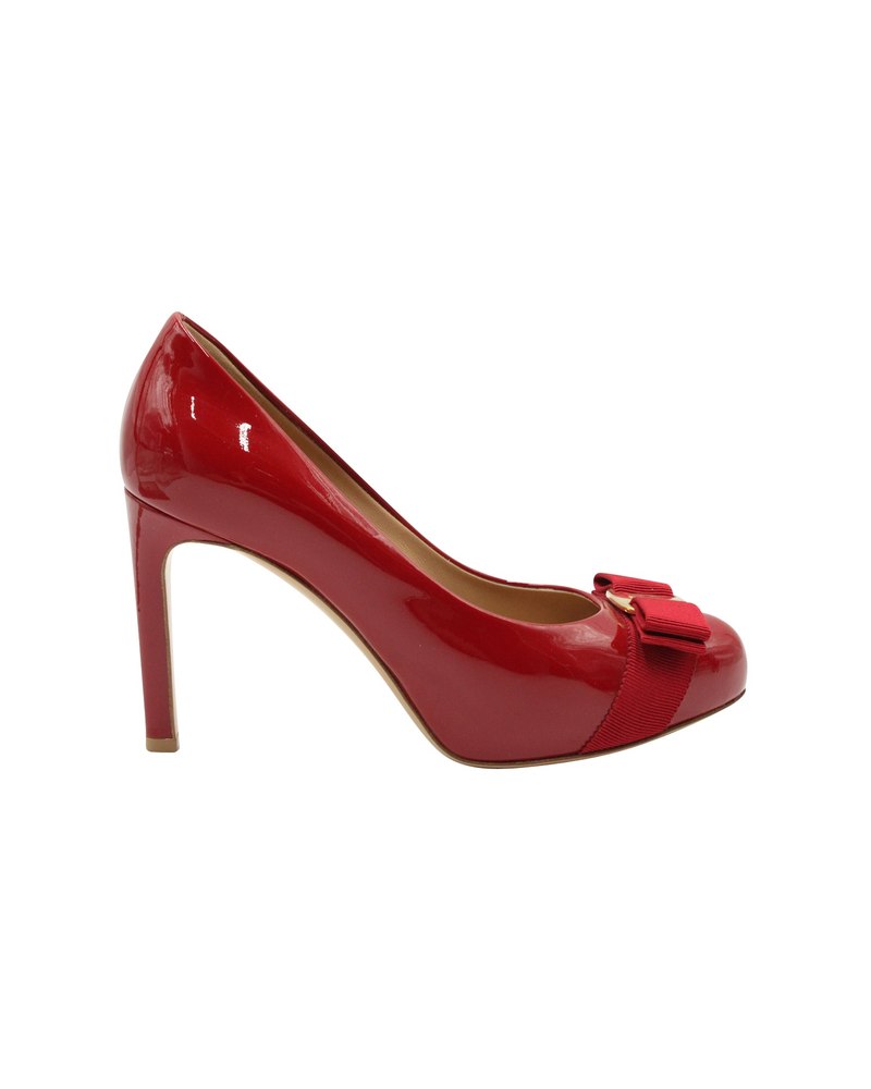 Salvatore Ferragamo Pimpa Vara Bow Pumps in Red Leather 7703694344252