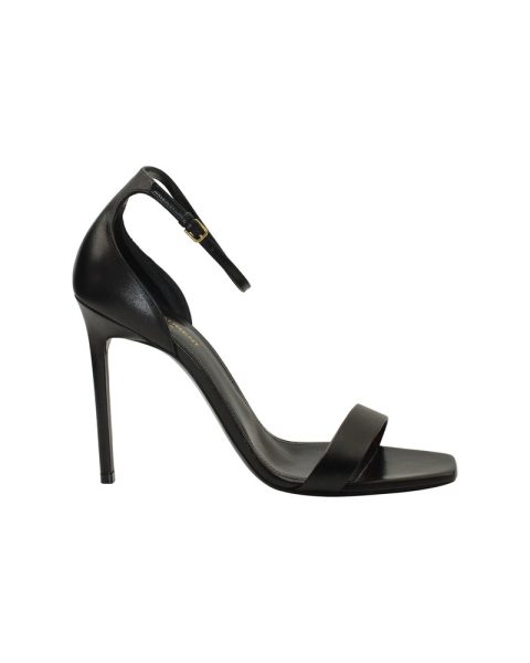 Saint Laurent Amber Ankle Strap 105 Sandals in Black Leather 7703694442556