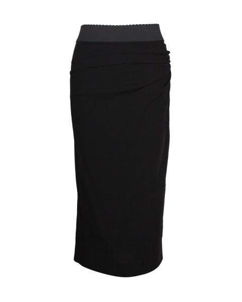 Dolce & Gabbana Midi Skirt in Black Wool 7703694803004
