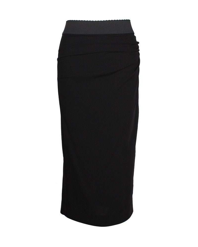 Dolce & Gabbana Midi Skirt in Black Wool 7703694803004