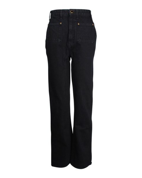 Khaite Isabella Rigid Straight Leg Jeans in Black Cotton 7703694835772