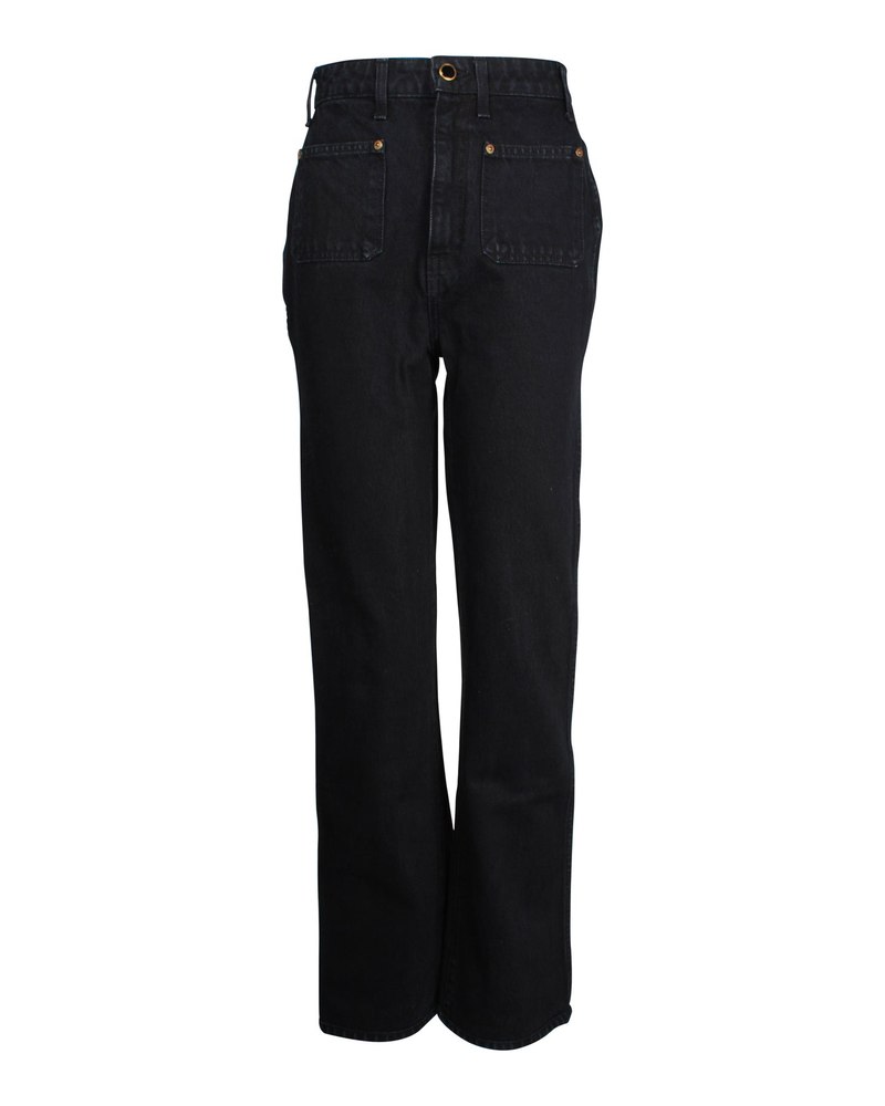 Khaite Isabella Rigid Straight Leg Jeans in Black Cotton 7703694835772