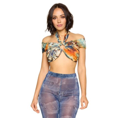 Sexy Crop Halter Top, Self-tie 7805705879612