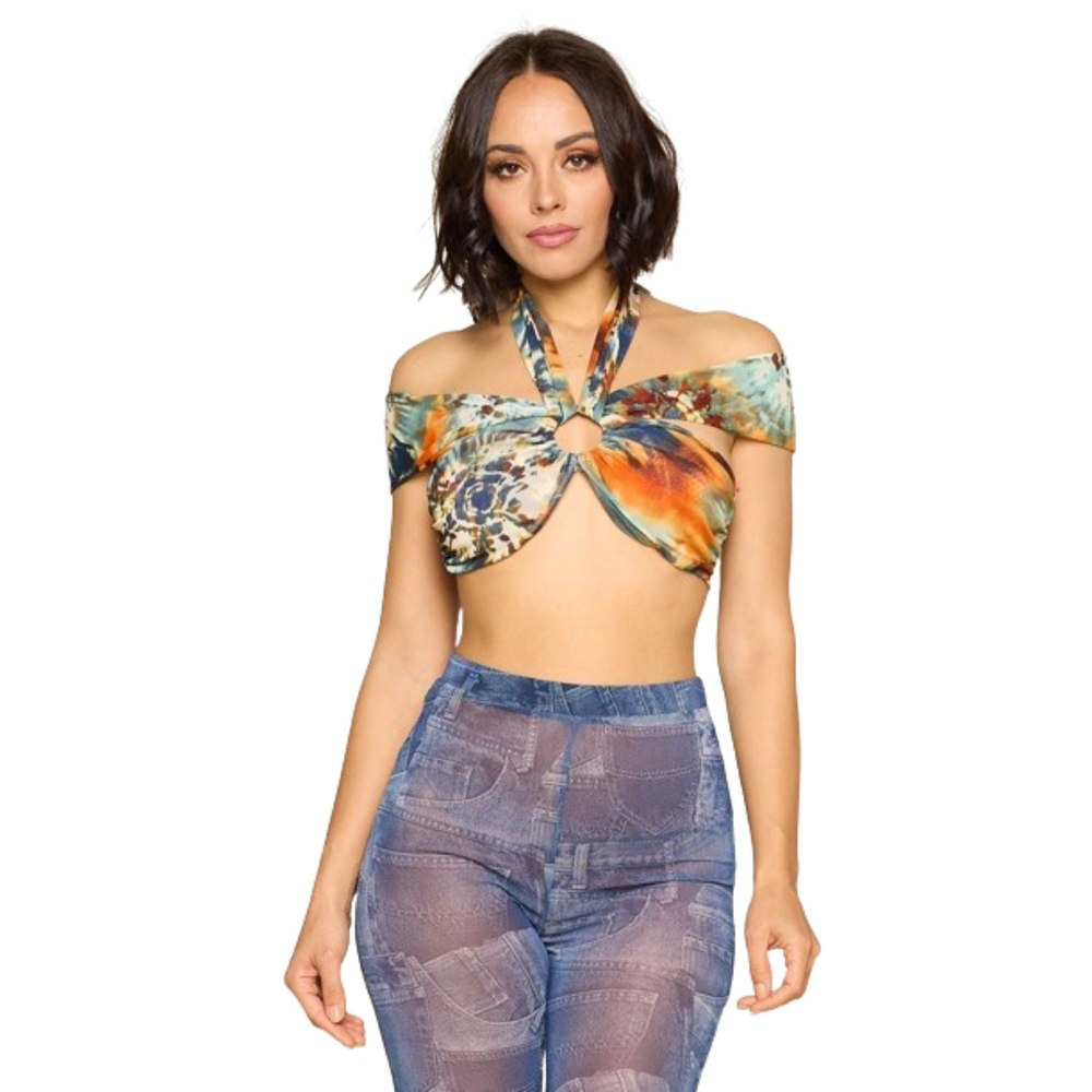 Sexy Crop Halter Top, Self-tie 7805705879612
