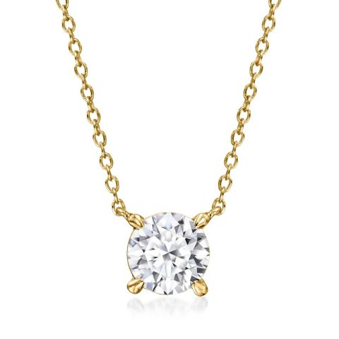 Ross-Simons Lab-Grown Diamond Solitaire Necklace in 18kt Gold Over Sterling 7228748496956