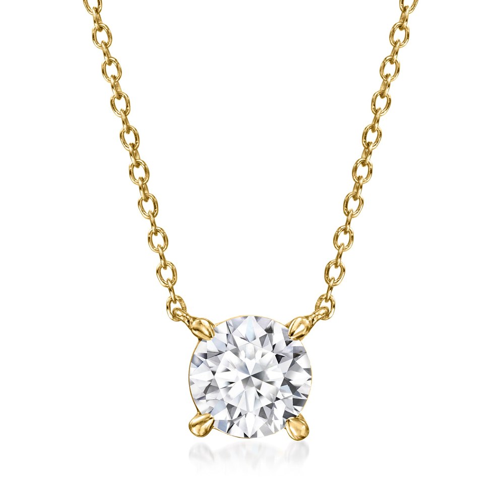 Ross-Simons Lab-Grown Diamond Solitaire Necklace in 18kt Gold Over Sterling 7228748496956