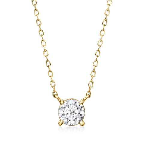 Ross-Simons Lab-Grown Diamond Solitaire Necklace in 18kt Gold Over Sterling