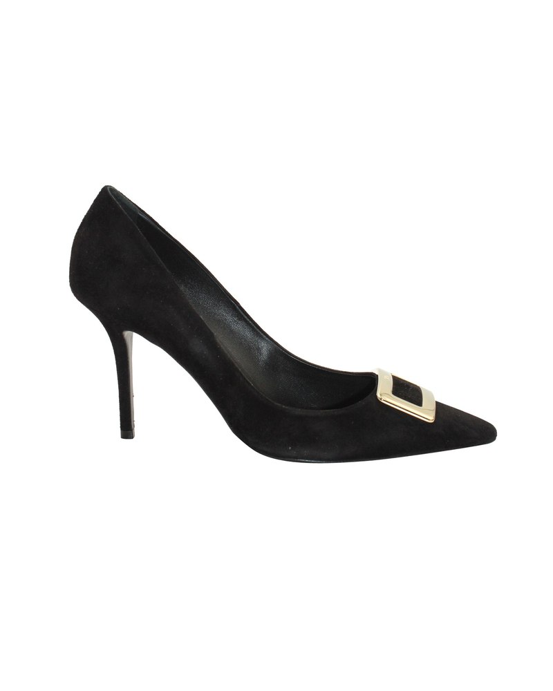 Roger Vivier Décolleté Privilege New Buckle Pumps in Black Suede 7703695327292