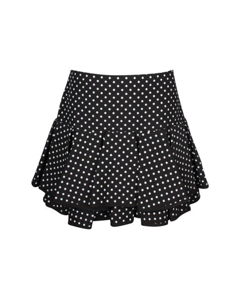 Valentino Garavani Tiered Polka-dot Mini Skirt in Black Wool 7703695392828