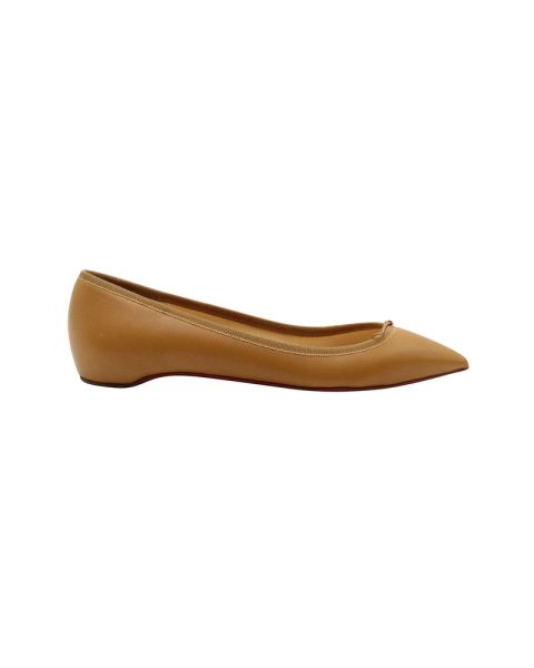 Christian Louboutin Solasofia Pointed Toe Flats in Brown Nappa Leather 7703696310332