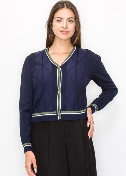 Classic Navy Cable-Knit Cardigan 7832928223292